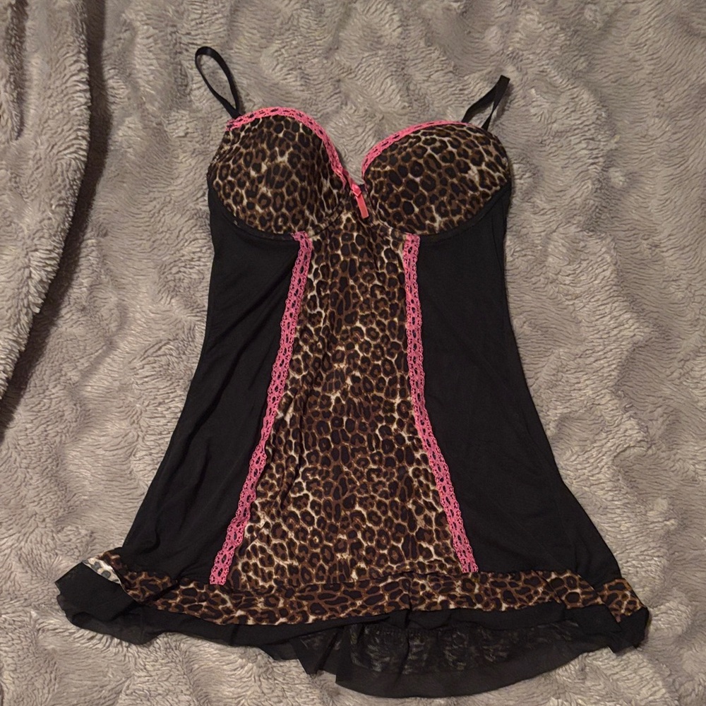 Leopard Print Chemise with Pink Accents